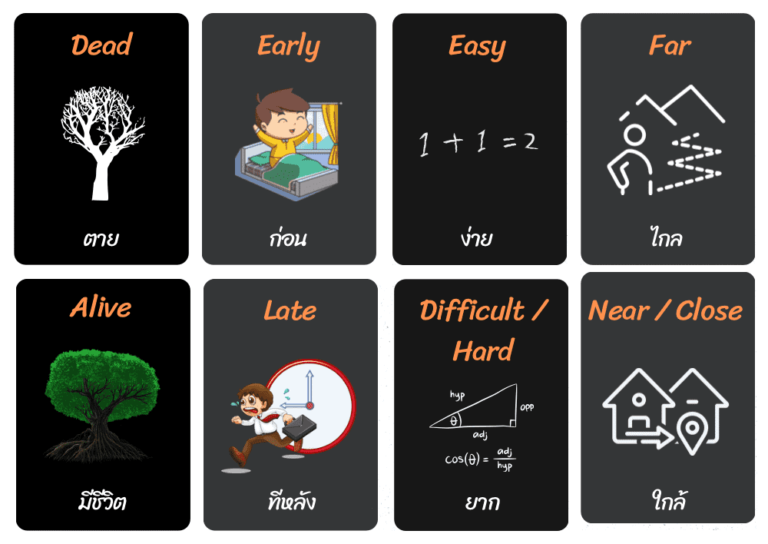 Antonyms คำตรงกันข้าม ภาษาอังกฤษ รวมคำศัพท์ตรงกันข้าม