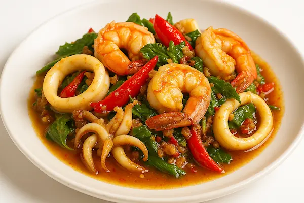 Stir-fried Basil with Seafood